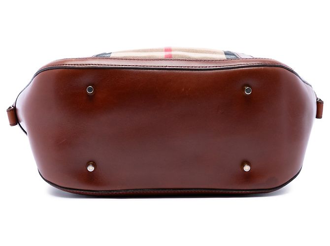 Borsa Burberry Brown Medium House Check Canvas Bridle Orchard Marrone Marrone chiaro - vista 3