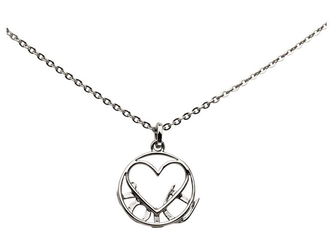 Collana con pendente a cuore con logo in ottone argentato Dior Argento - vista 2