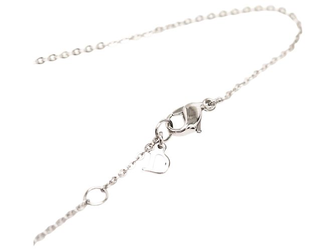 Collana con pendente a cuore con logo in ottone argentato Dior Argento - vista 3