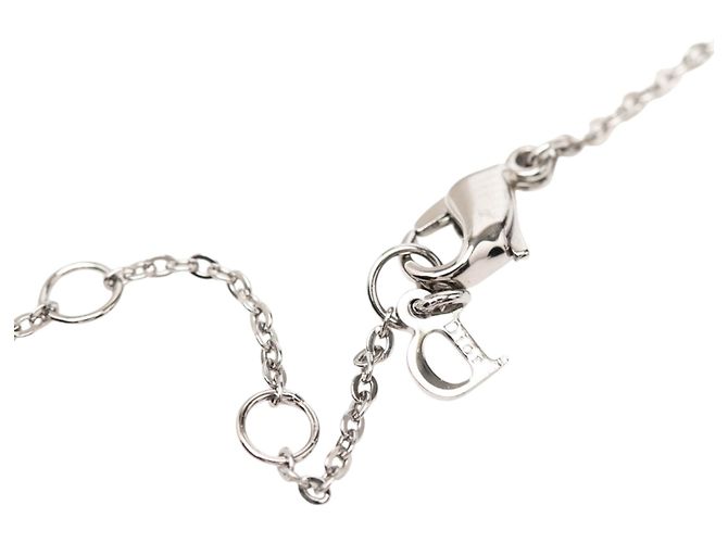 Collana con pendente a cuore con logo in ottone argentato Dior Argento - vista 4