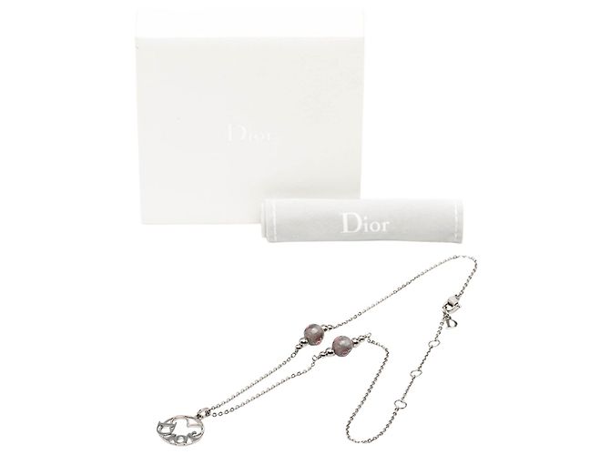 Collana con pendente a cuore con logo in ottone argentato Dior Argento - vista 6