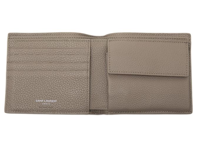 Cartera bifold Tiny Cassandre en piel granulada beige Saint Laurent - vista 4