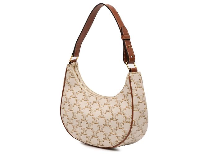 Céline Borsa a tracolla Ava in tela rivestita Triomphe marrone Celine Beige - vista 2