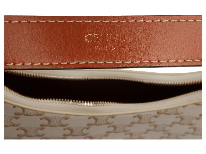 Céline Borsa a tracolla Ava in tela rivestita Triomphe marrone Celine Beige - vista 5