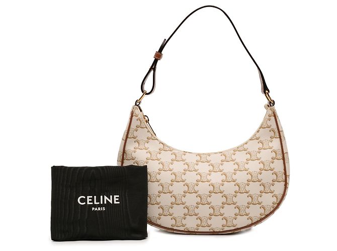 Céline Borsa a tracolla Ava in tela rivestita Triomphe marrone Celine Beige - vista 7