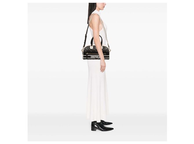 Cannage Dior Vibe Bowling Bag aus schwarzem Leder, Größe Medium - Ansicht 8