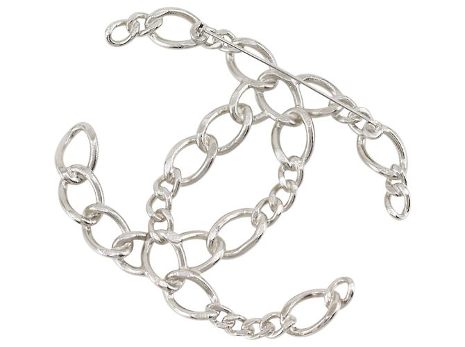 Spilla a catena traforata in ottone CC argento Chanel - vista 2
