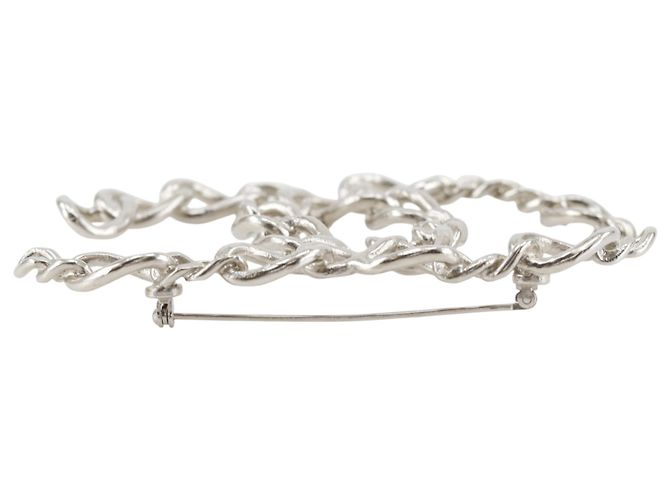 Spilla a catena traforata in ottone CC argento Chanel - vista 4