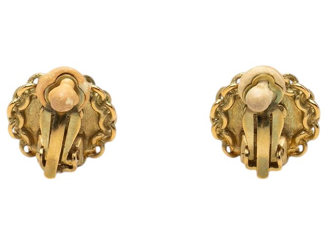 Orecchini Chanel Gold CC placcati oro tondi con clip D'oro - vista 2