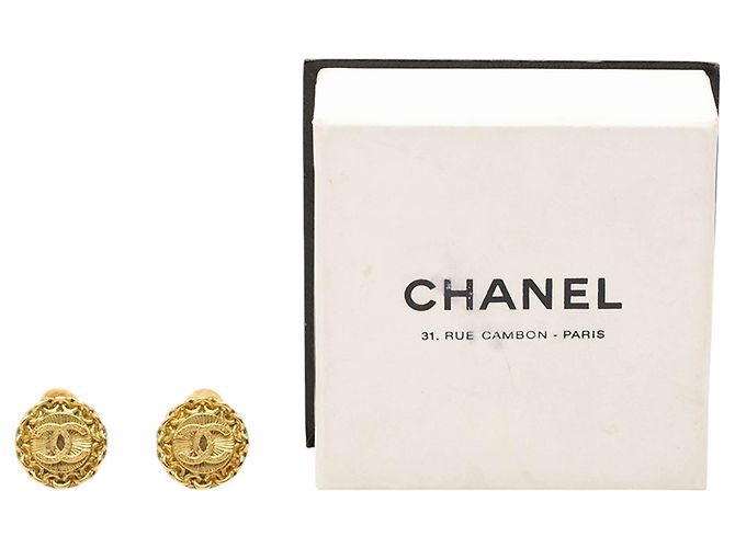 Orecchini Chanel Gold CC placcati oro tondi con clip D'oro - vista 4