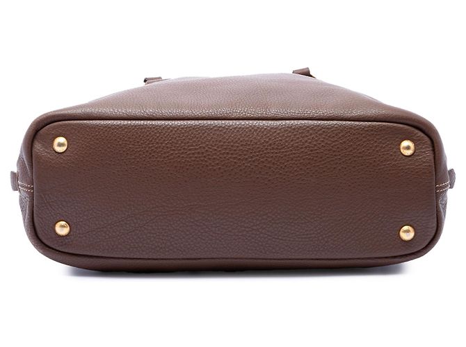 Prada Borsa Tote Shopper in Vitello Daino marrone con zip laterale - vista 3