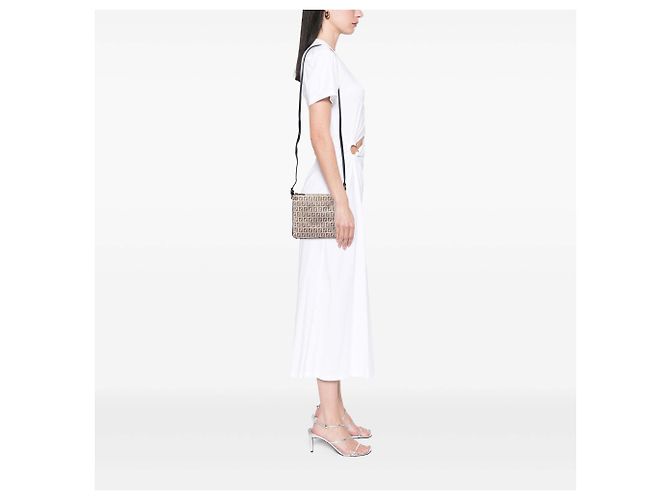 Fendi Beige Zucchino Canvas Crossbody - vista 5