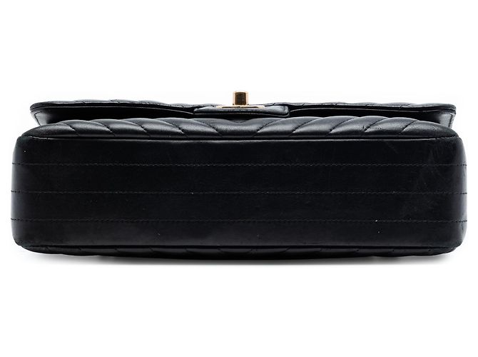 Chanel Black Medium Classic Chevron Lambskin Double Flap Nero - vista 3