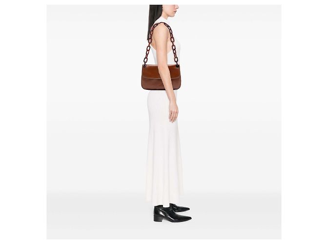 Borsa a tracolla Prada Brown Goatskin Madras Swing Chain Marrone - vista 6