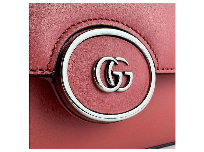 Bolsa de ombro em couro rosa Gucci - vista 11