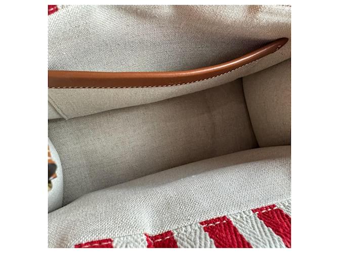 Céline Borsa Cabas Thais Small di Celine Marrone Bianco Rosso - vista 5