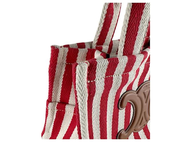 Céline Borsa Cabas Thais Small di Celine Marrone Bianco Rosso - vista 6