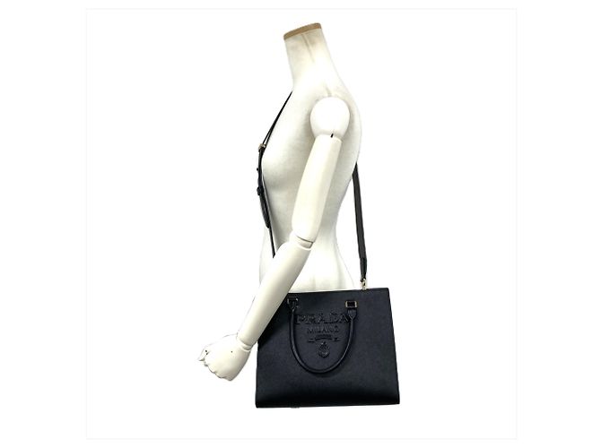 Borsa a tracolla in pelle Saffiano Prada Nero - vista 8