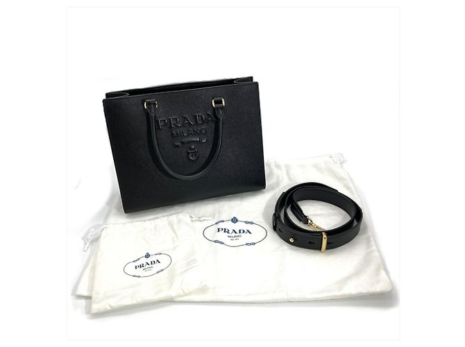 Borsa a tracolla in pelle Saffiano Prada Nero - vista 9