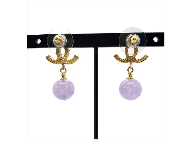 Chanel Coco Mark Swing Ohrringe Golden Lila - Ansicht 2