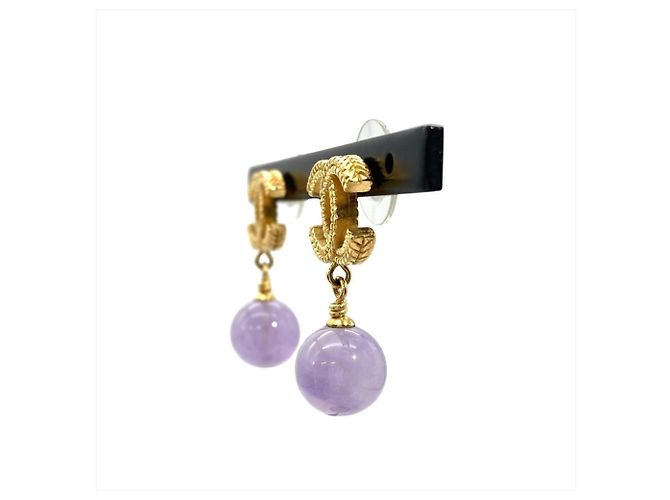 Chanel Coco Mark Swing Ohrringe Golden Lila - Ansicht 3