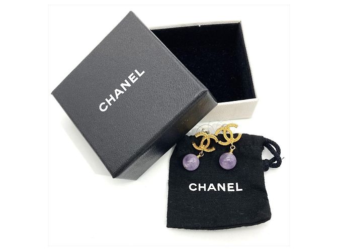 Chanel Coco Mark Swing Ohrringe Golden Lila - Ansicht 6