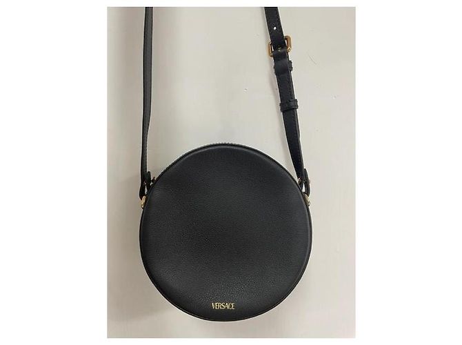 Borsa a tracolla rotonda Versace in pelle nera con catena Medusa Nero - vista 4