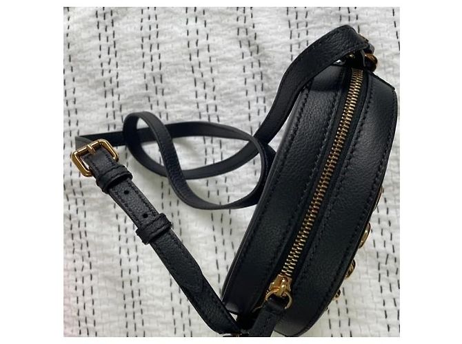 Borsa a tracolla rotonda Versace in pelle nera con catena Medusa Nero - vista 5