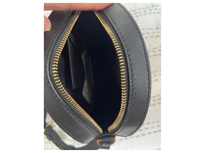 Borsa a tracolla rotonda Versace in pelle nera con catena Medusa Nero - vista 7