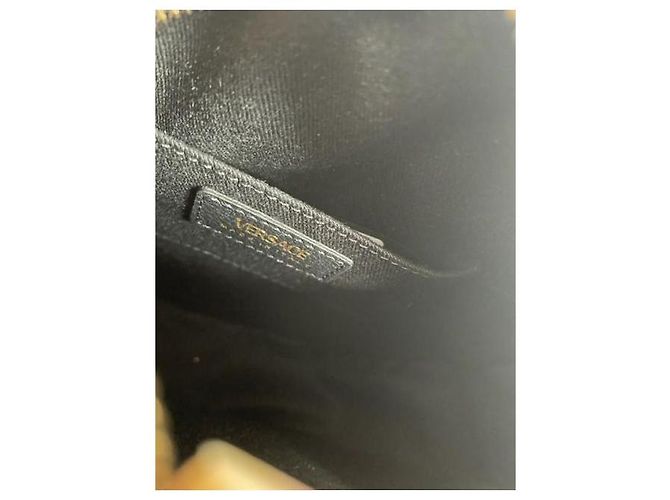 Borsa a tracolla rotonda Versace in pelle nera con catena Medusa Nero - vista 9