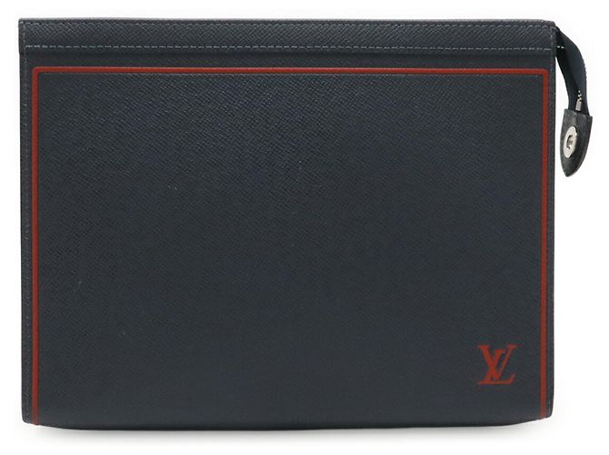 Clutch Louis Vuitton Taiga Pochette Voyage MM Blu navy - vista 2