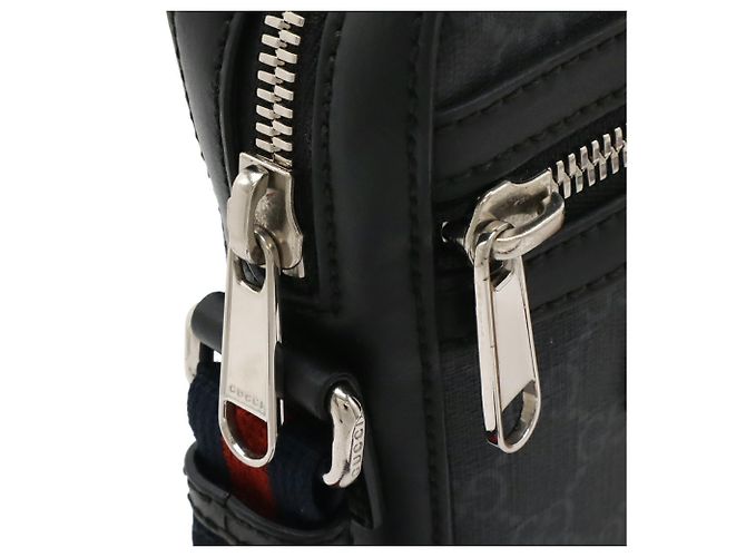 Borsa Gucci GG Supreme Web Line Nero Rosso Grigio antracite Blu navy - vista 5