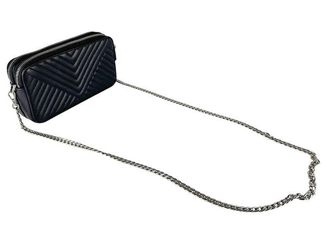 Borsa a tracolla in pelle nera Prada Nero - vista 11
