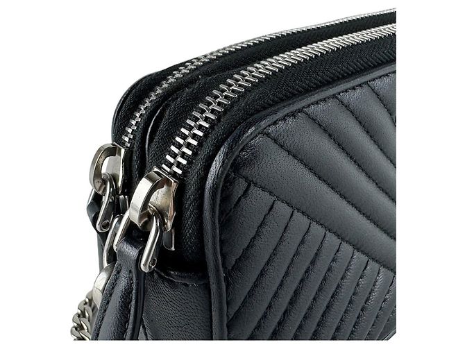 Borsa a tracolla in pelle nera Prada Nero - vista 7