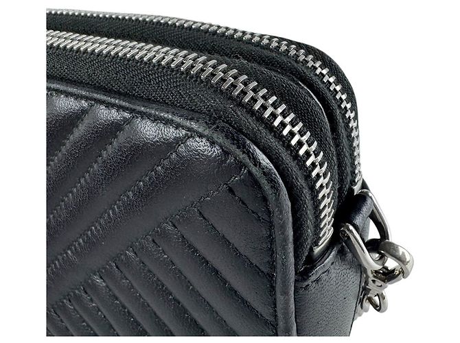 Borsa a tracolla in pelle nera Prada Nero - vista 8