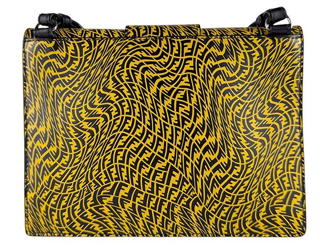 Borsa a tracolla in pelle nera e gialla Fendi Nero Giallo - vista 3