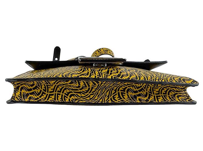 Borsa a tracolla in pelle nera e gialla Fendi Nero Giallo - vista 4