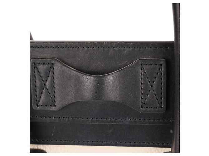 Céline Borsa Tote Celine Luggage Micro Shopper Nero Bianco Beige - vista 17
