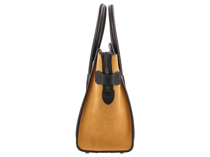 Céline Borsa Tote Celine Luggage Micro Shopper Nero Bianco Beige - vista 3