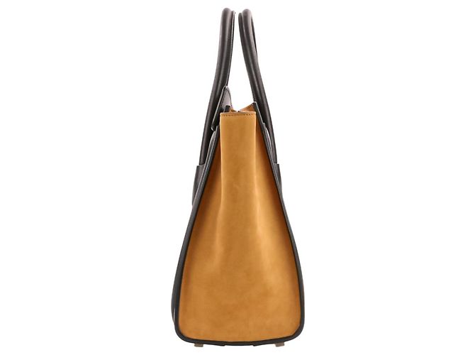 Céline Borsa Tote Celine Luggage Micro Shopper Nero Bianco Beige - vista 4
