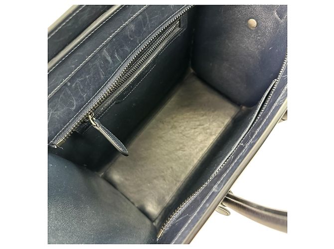 Céline Borsa Tote Celine Luggage Micro Shopper Nero Bianco Beige - vista 8