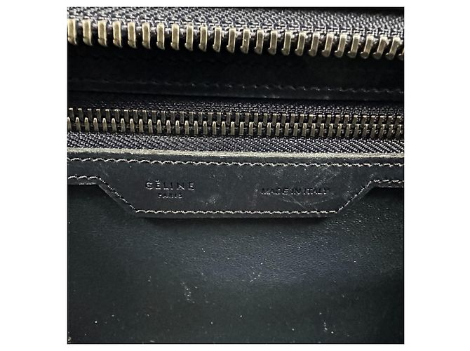 Céline Borsa Tote Celine Luggage Micro Shopper Nero Bianco Beige - vista 9