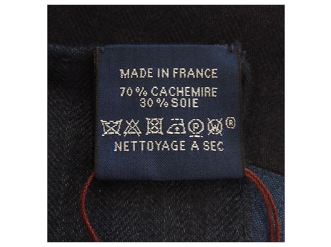Hermès Sciarpa in seta e cashmere Hermes Eperon d'Or Carre 140 Blu navy - vista 12