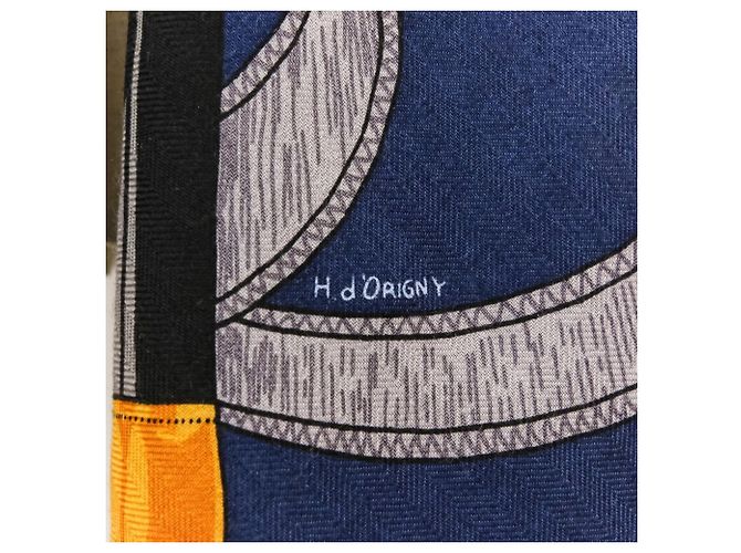 Hermès Sciarpa in seta e cashmere Hermes Eperon d'Or Carre 140 Blu navy - vista 4