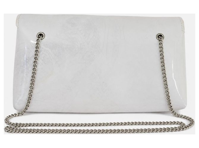Borsa a tracolla Chanel in vernice rosa e bianca Bianco - vista 2