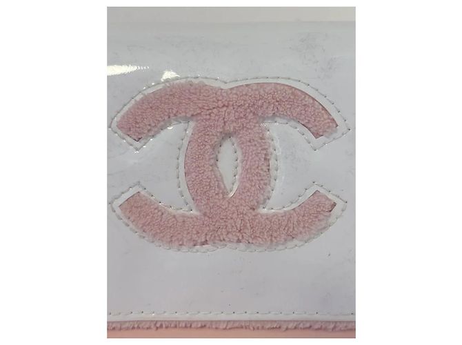 Borsa a tracolla Chanel in vernice rosa e bianca Bianco - vista 9