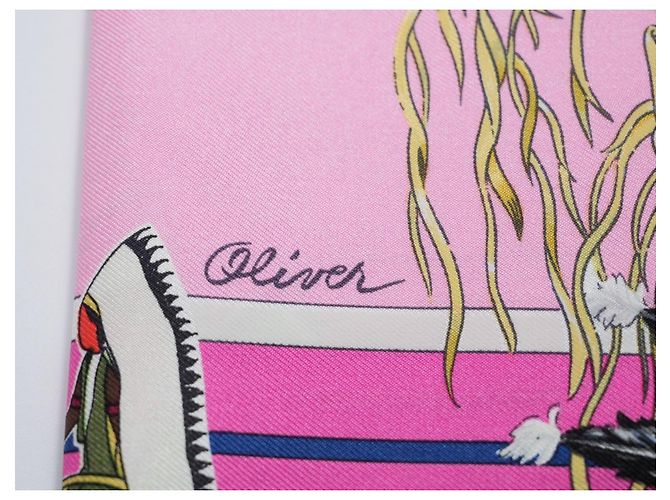 Carré Hermès Pani La Shar Pawnee 90cm Seta Rosa Marrone Bianco Rosso Blu D'oro Verde Porpora - vista 13