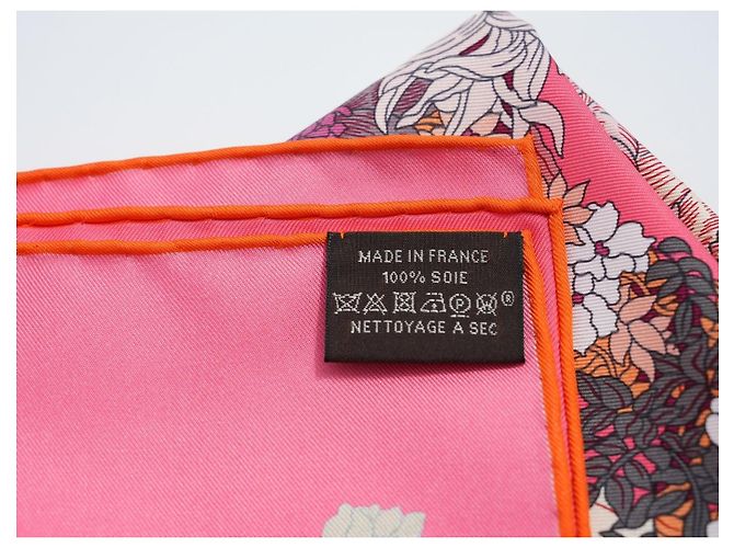 Carré Hermès Robe Légère 90 cm Seta Rosa Marrone Bianco Rosso D'oro Grigio - vista 13