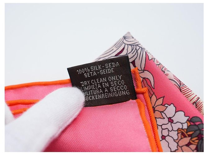 Carré Hermès Robe Légère 90 cm Seta Rosa Marrone Bianco Rosso D'oro Grigio - vista 14