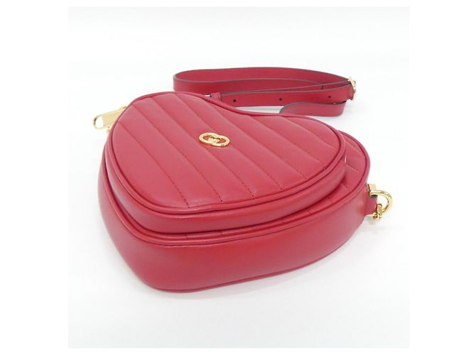 Borsa a tracolla in pelle rossa Gucci Rosso - vista 3